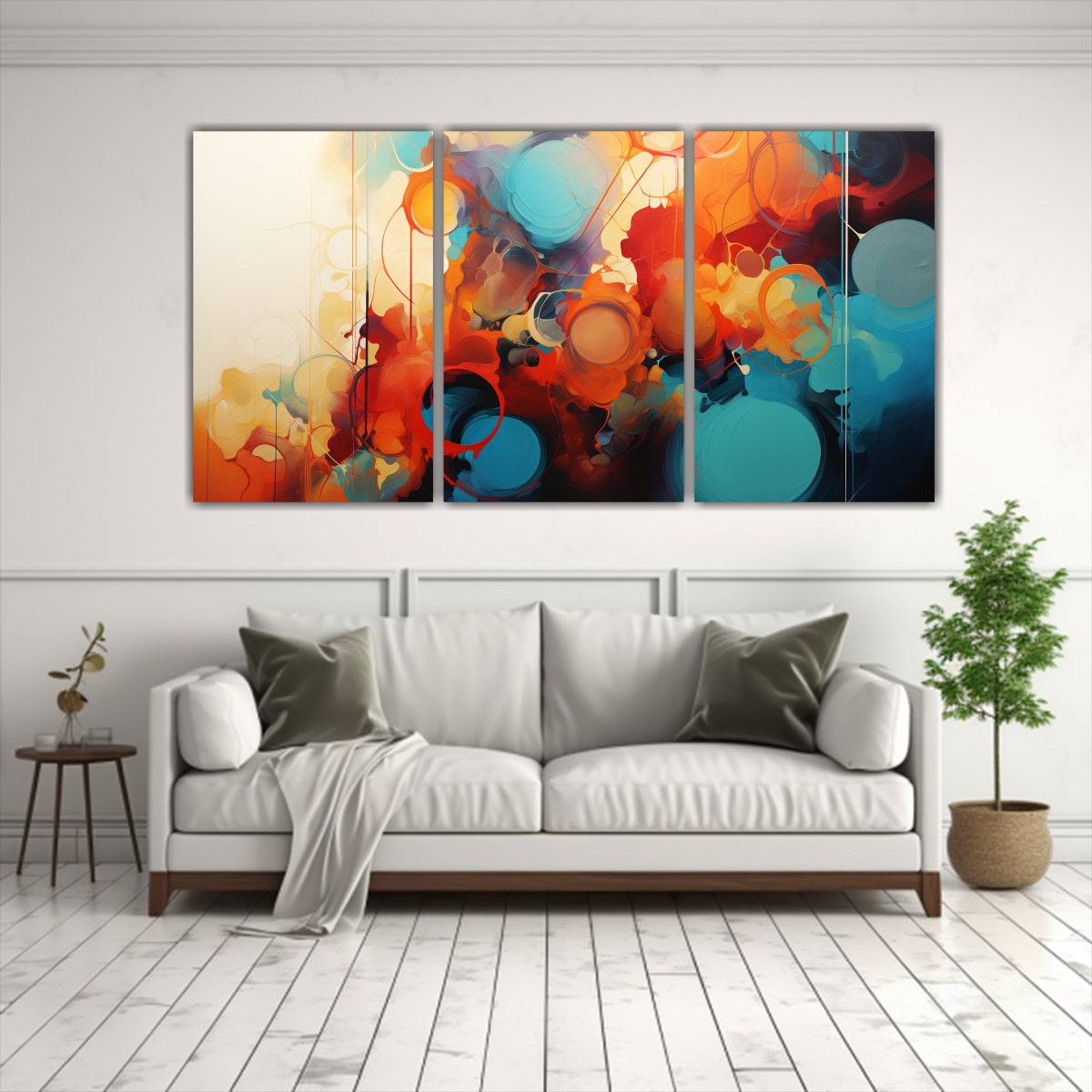 PINTURA ABSTRACTA EN ROJO Y AZUL PARA DECORACIÓN 60X30 CM - 2