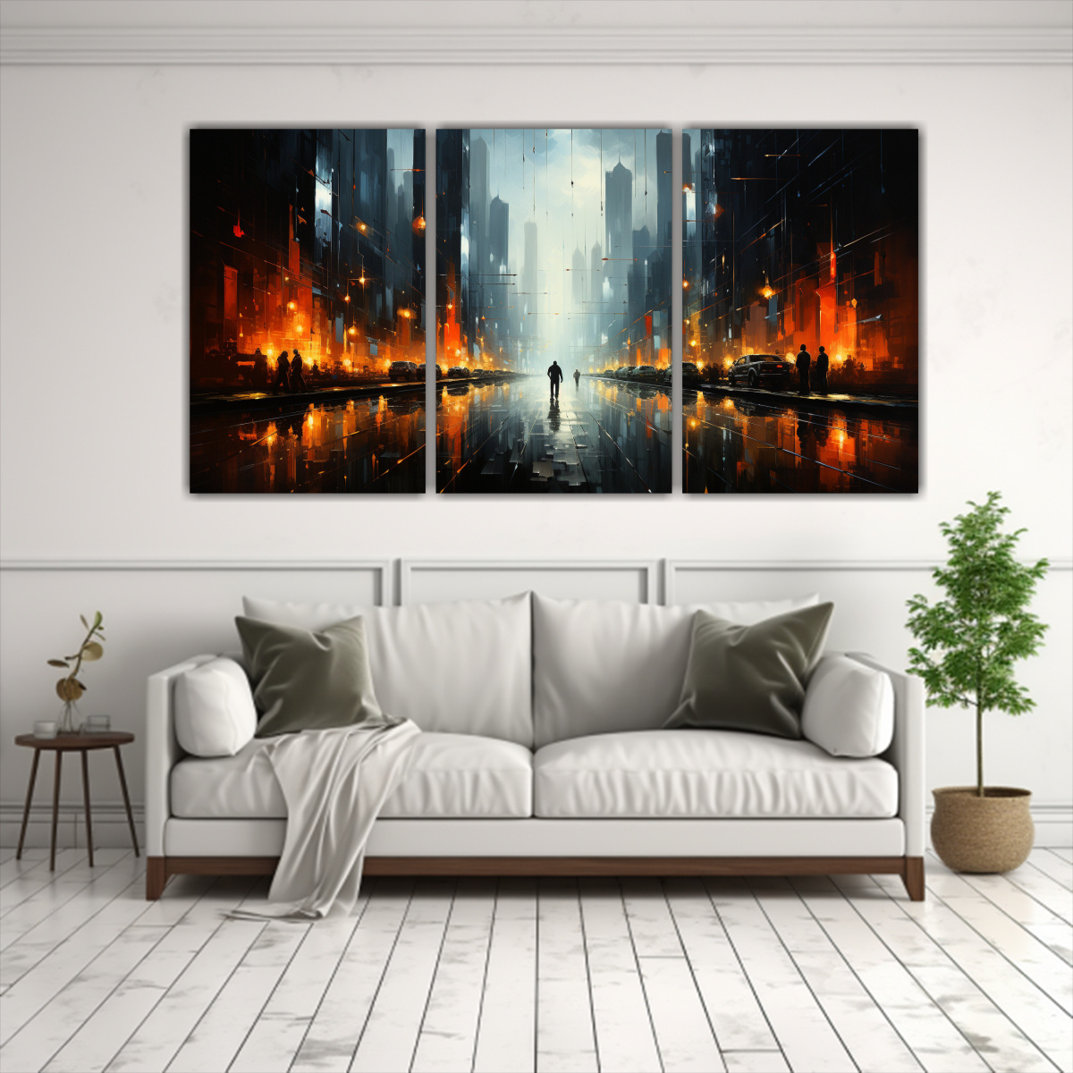 PINTURAS DECORATIVAS DE PAISAJE URBANO ABSTRACTO 240X120 CM - 2