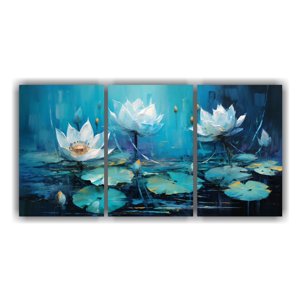 CUADRO CLÁSICO DE LOTO TURQUESA EN BASTIDOR SET 240X120 CM - 1