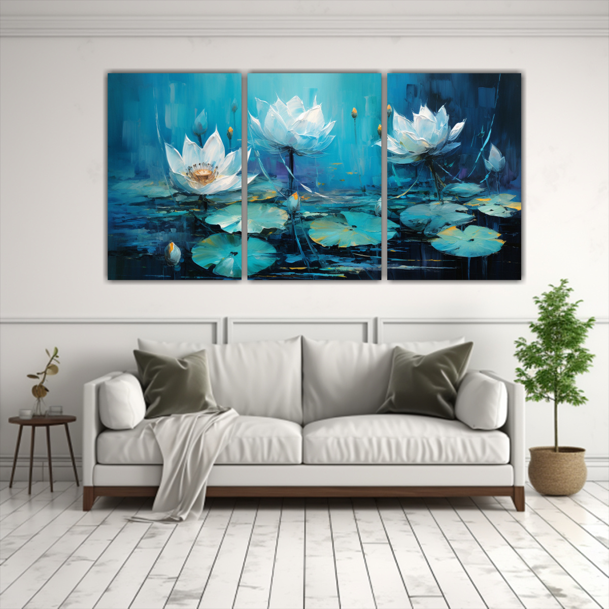 CUADRO CLÁSICO DE LOTO TURQUESA EN BASTIDOR SET 240X120 CM - 2