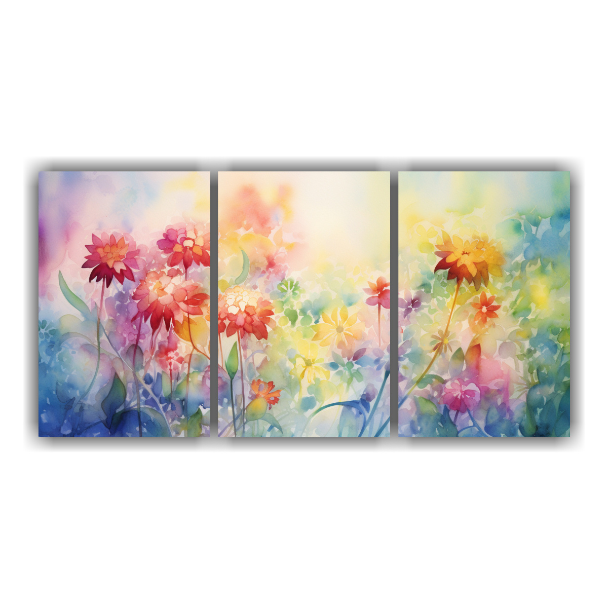 CUADROS FLORALES ABSTRACTOS DE JARDÍN EN LUZ 90X45 CM - 1