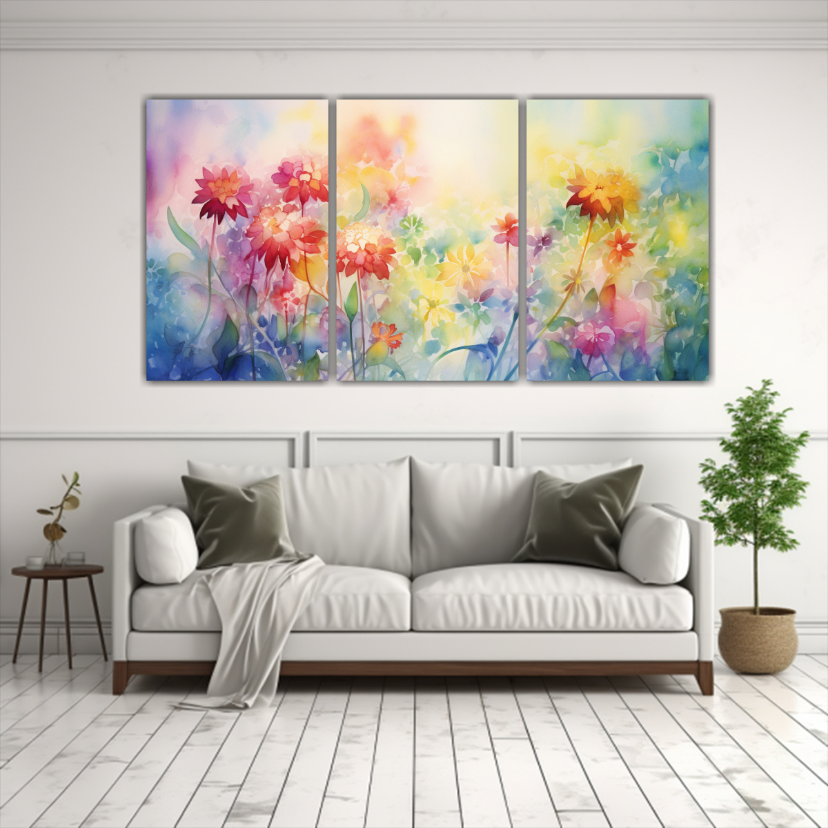 CUADROS FLORALES ABSTRACTOS DE JARDÍN EN LUZ 90X45 CM - 2