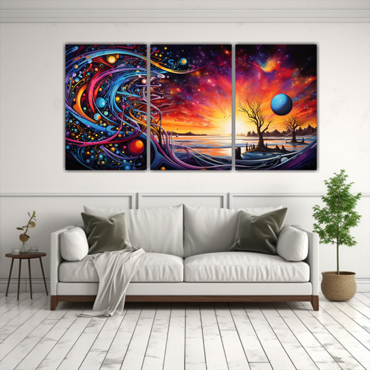PINTURA DECORATIVA VINTAGE CON FUSIÓN ABSTRACTA 60X30 CM - 2