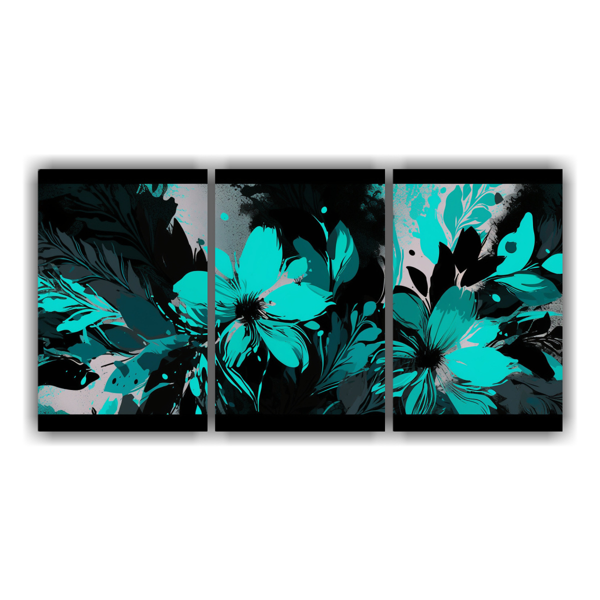 CUADROS CONCEPTO GAMA DE COLORES TURQUESA Y NEGRO 240X120 CM - 1