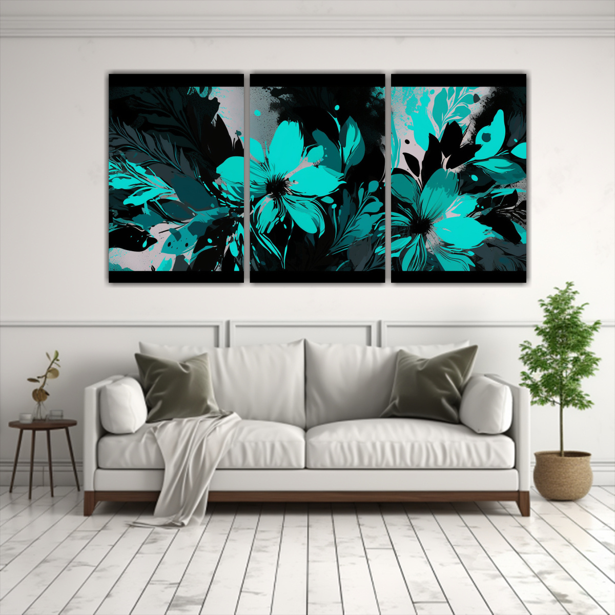 CUADROS CONCEPTO GAMA DE COLORES TURQUESA Y NEGRO 240X120 CM - 2
