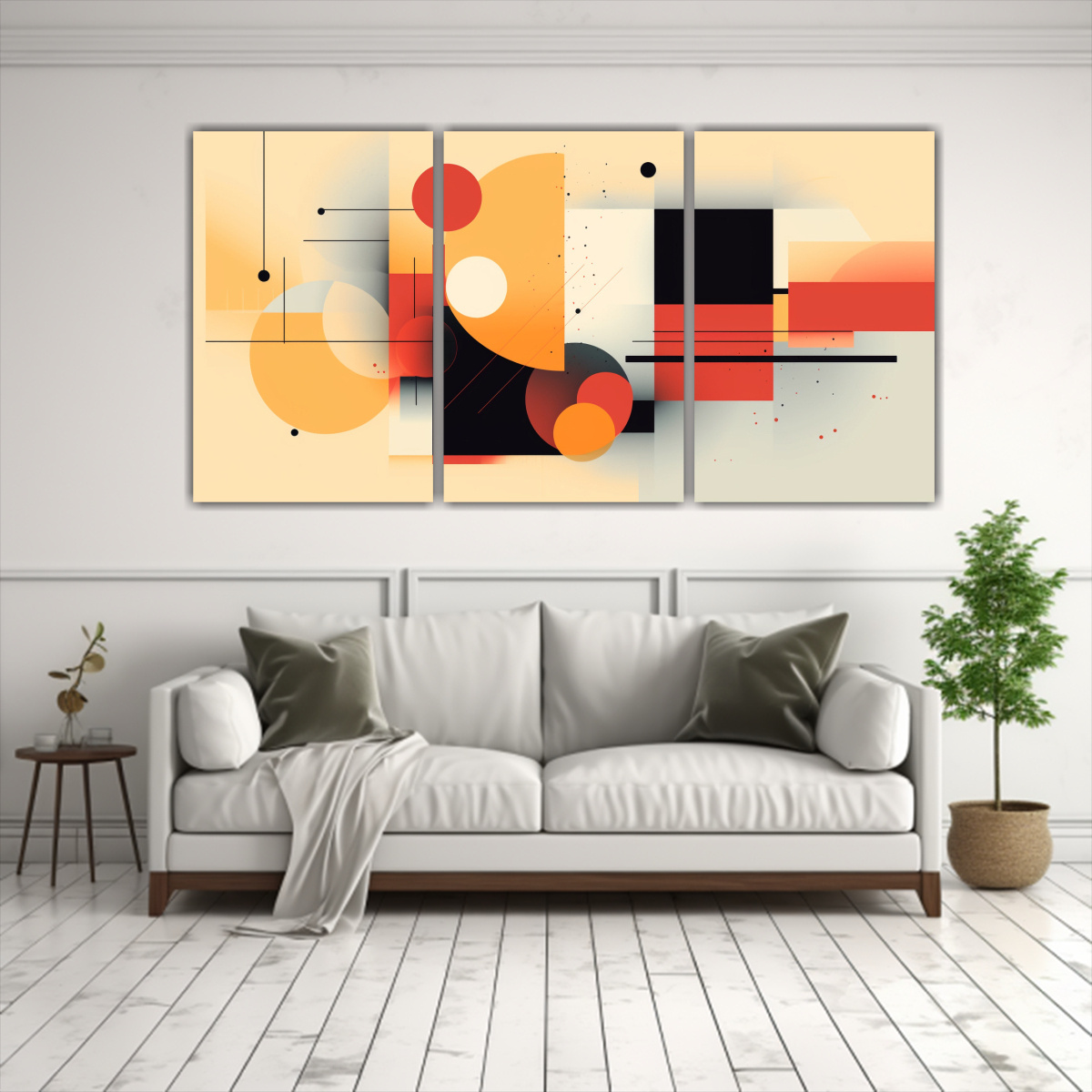PINTURA DE PARED MINIMALISTA CON FORMAS SIMPLES 180X90 CM - 2