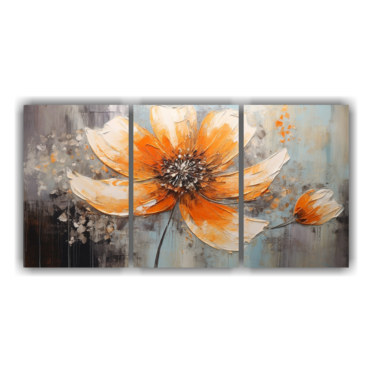CUADRO DE FLORES NARANJAS CON COMPOSICIÓN 120X60 CM - 1