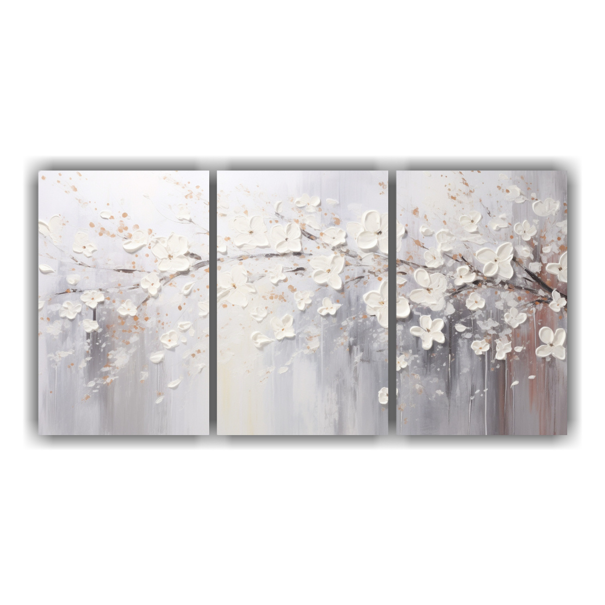 CUADRO ABSTRACTO BLANCO Y PLATEADO ESTILO REFLEJO 240X120 CM - 1