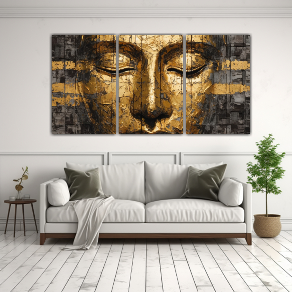 TRES CUADROS IMPRESOS DE ESTÉTICA ABSTRACTA CON 120X60 CM - 2