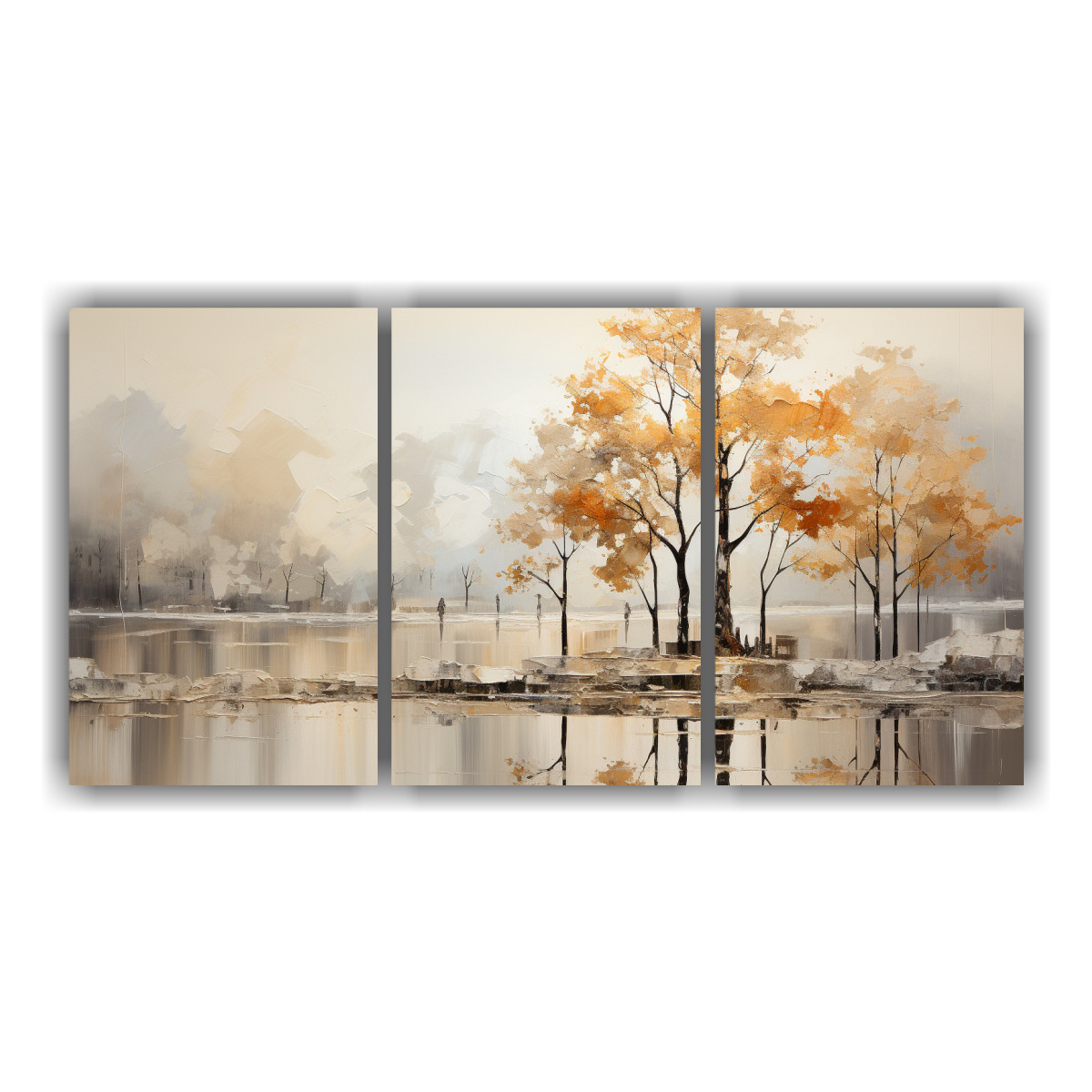 SET 3 LIENZOS DE TELA CUADRO ELEGANTE DE ÁRBOLES 180X90 CM - 1