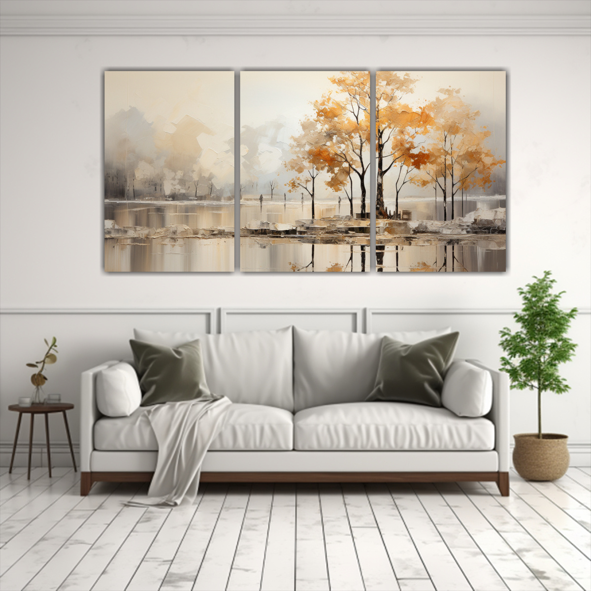SET 3 LIENZOS DE TELA CUADRO ELEGANTE DE ÁRBOLES 180X90 CM - 2