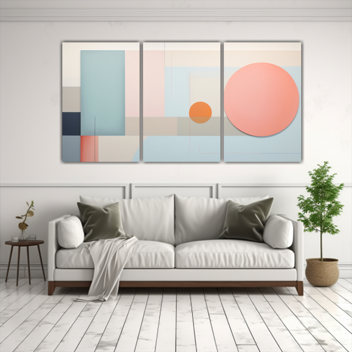 CUADROS DECORATIVOS ABSTRACTOS EN TONOS PASTELES 90X45 CM - 2
