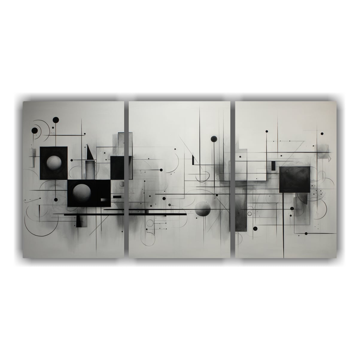 CUADROS ABSTRACTOS GRISES: TRES ESPECTACULARES Y 120X60 CM - 1