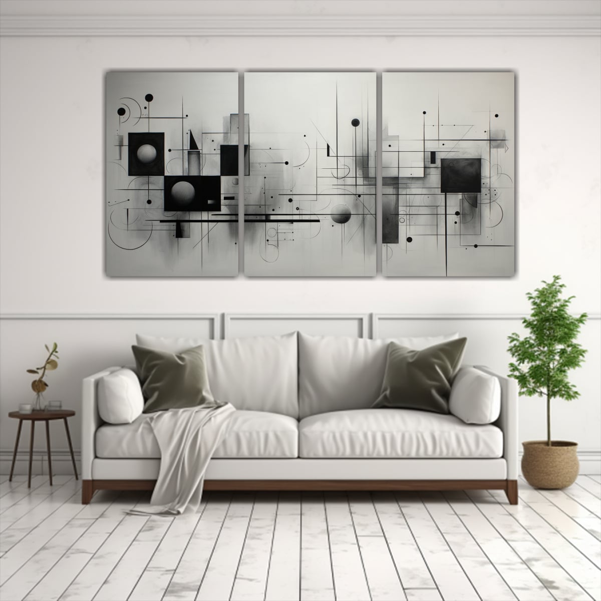 CUADROS ABSTRACTOS GRISES: TRES ESPECTACULARES Y 120X60 CM - 2