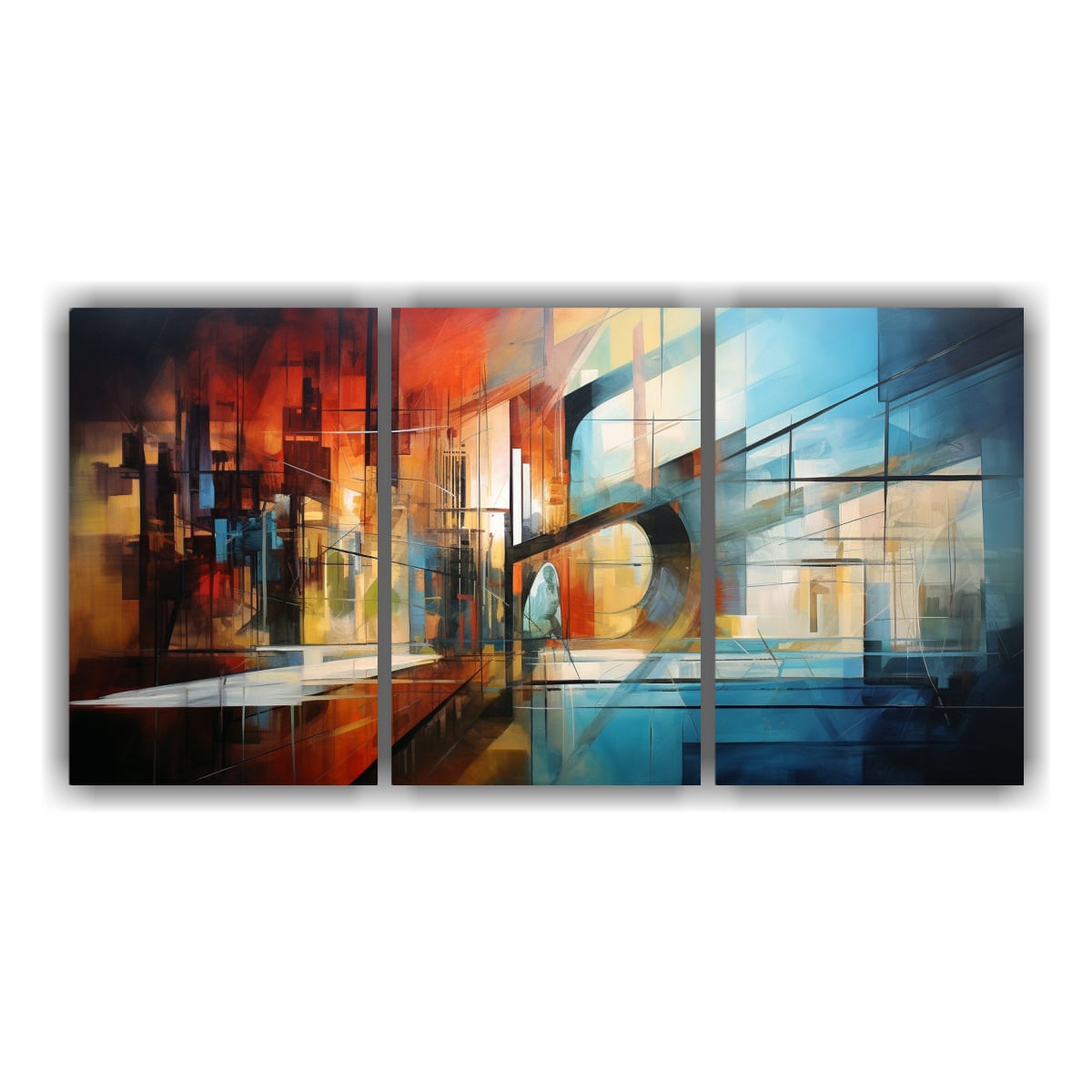SET 3 PINTURAS DE PARED HORIZONTAL ABSTRACTAS DE 90X45 CM - 1