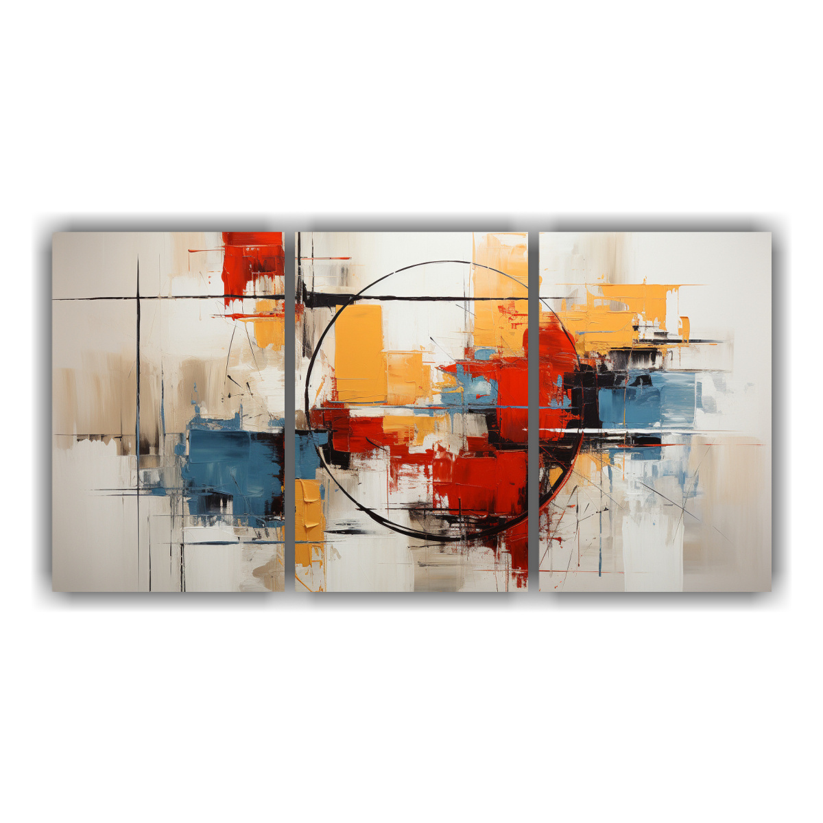 PINTURA ABSTRACTA EN RELIEVE CON TRES TELAS EN 150X75 CM - 1