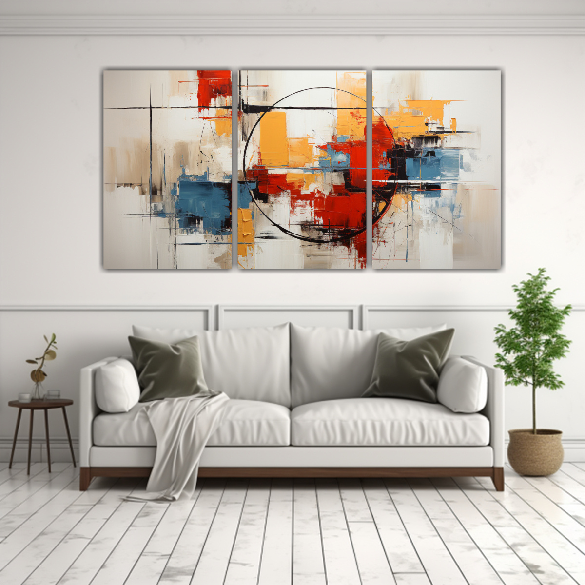 PINTURA ABSTRACTA EN RELIEVE CON TRES TELAS EN 150X75 CM - 2