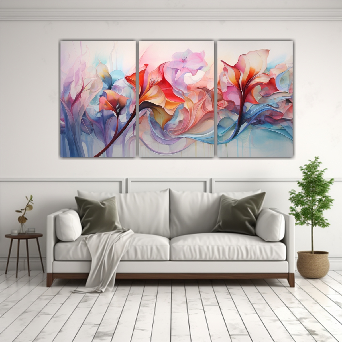 CUADROS ABSTRACTOS FLORES MODERNAS CON DETALLES 120X60 CM - 2