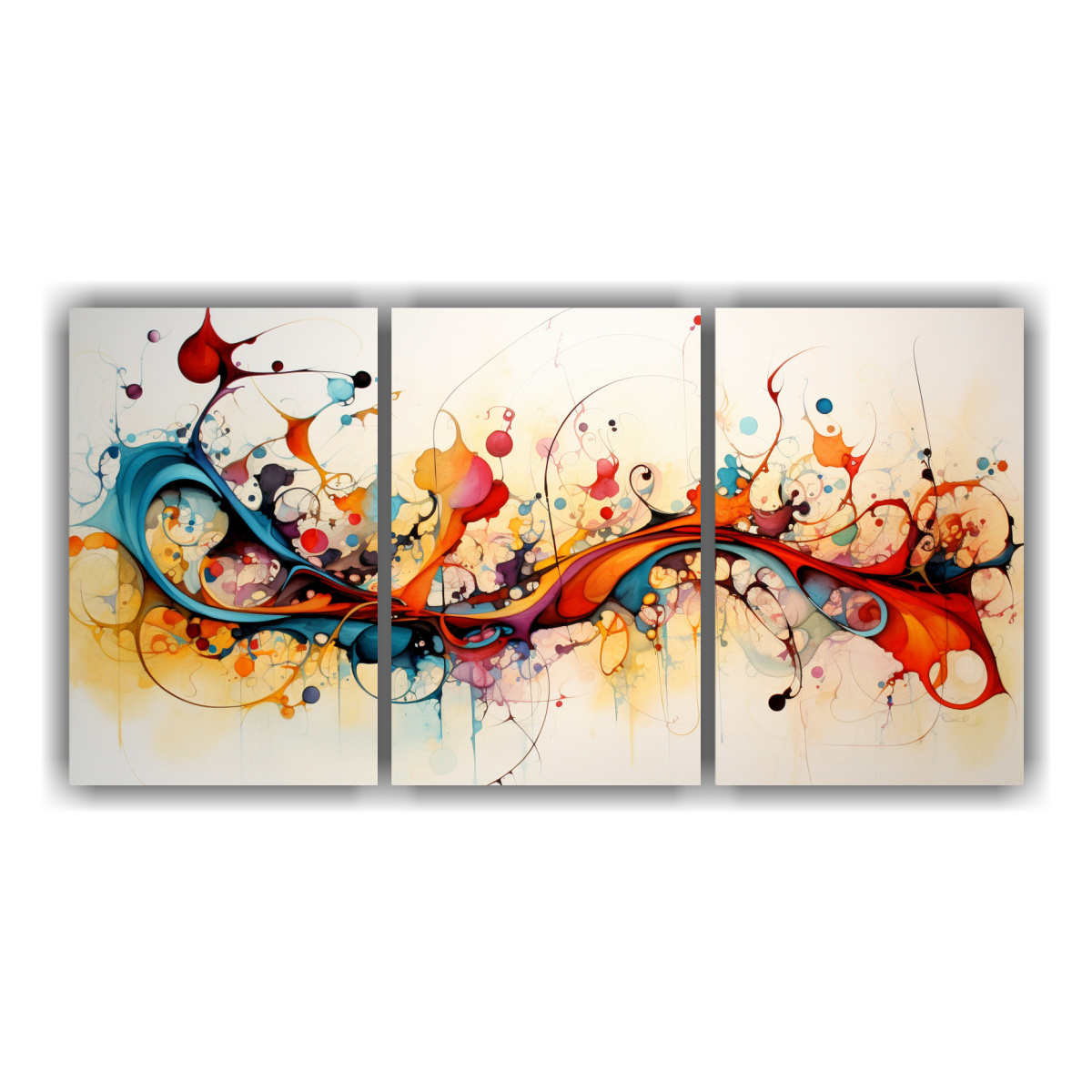 TRÍPTICO DE PINTURAS ABSTRACTAS INTENSAS CON 90X45 CM - 1