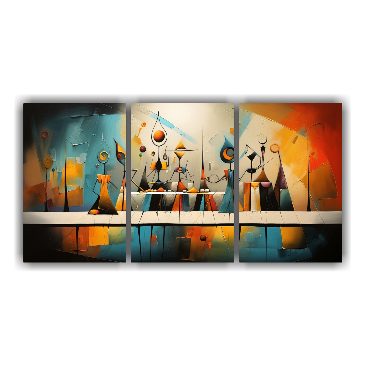 CUADROS ABSTRACTOS RESISTENTES PARA COMEDOR EN 150X75 CM - 1