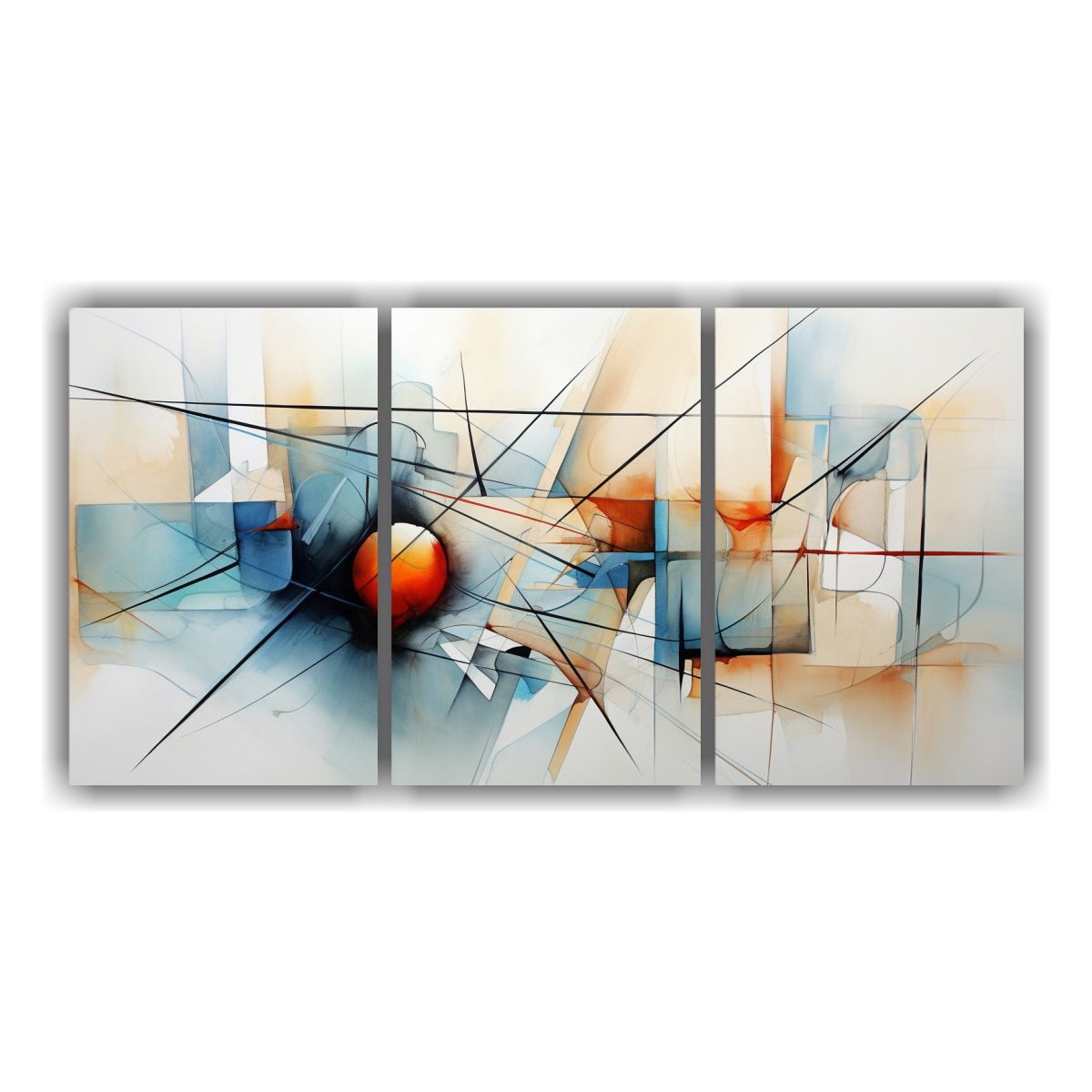 TRES CUADROS MOVIMIENTO LIVING CUADRO ABSTRACTO 180X90 CM - 1