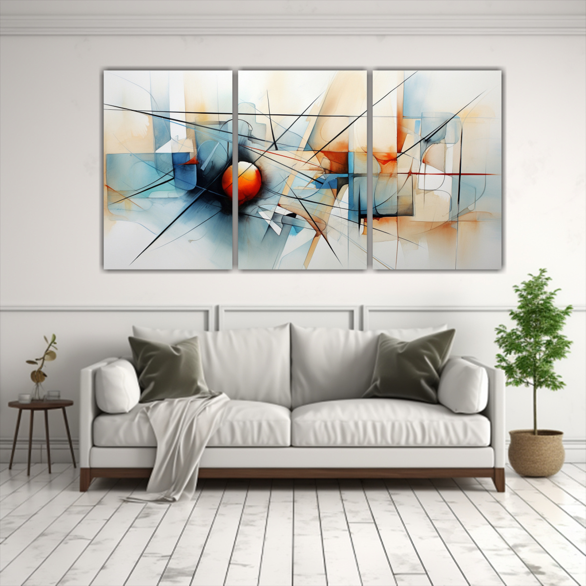 TRES CUADROS MOVIMIENTO LIVING CUADRO ABSTRACTO 180X90 CM - 2