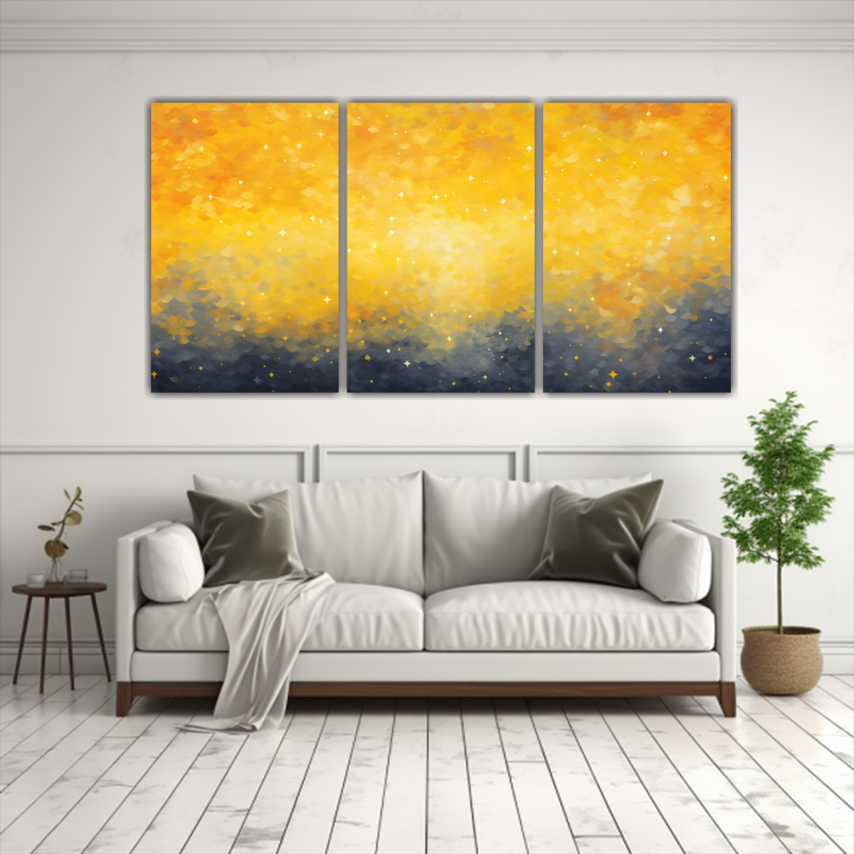 PINTURA ÉPOCA IMPRESIONISTA DEL CIELO NOCTURNO 120X60 CM - 2