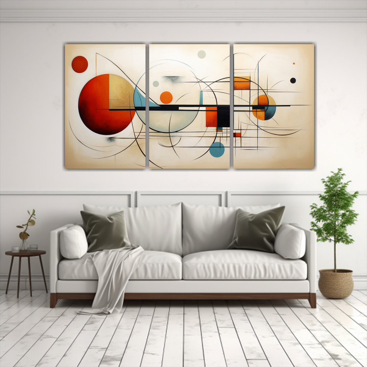 CONJUNTO 3 CUADROS FINAS LÍNEAS HABITACIÓN 60X30 CM - 2