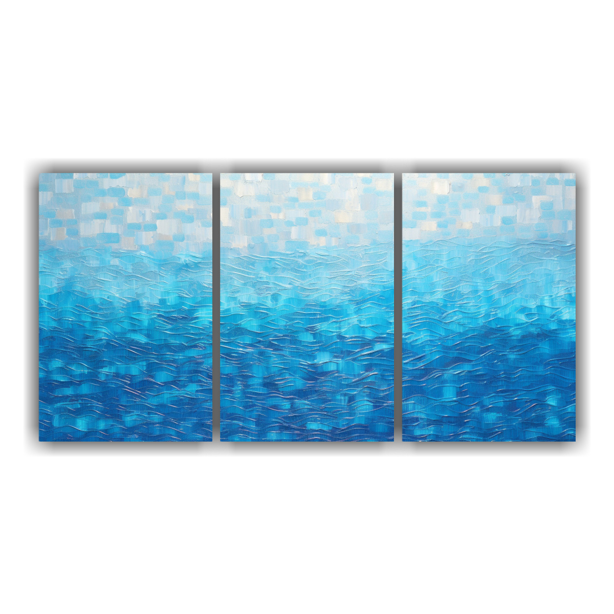 SET DE 3 CUADROS INSPIRADOR ESTILO PUNTILLISMO 60X30 CM - 1