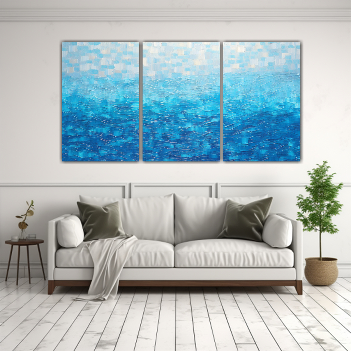 SET DE 3 CUADROS INSPIRADOR ESTILO PUNTILLISMO 60X30 CM - 2