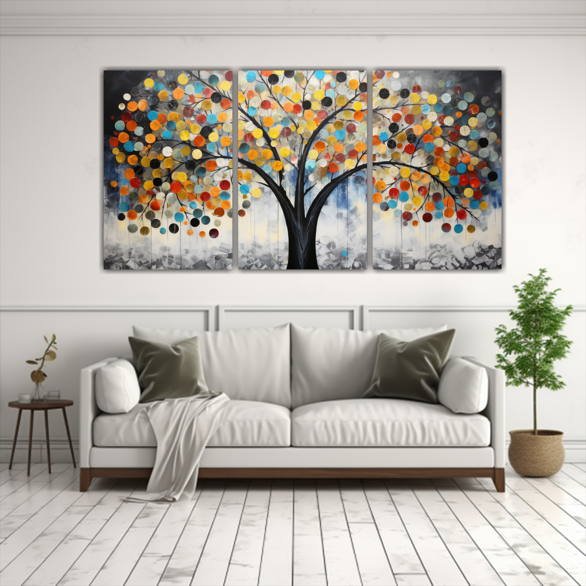 PINTURA DECORATIVA CON VIBRANTES COLORES Y PLATA 120X60 CM - 2