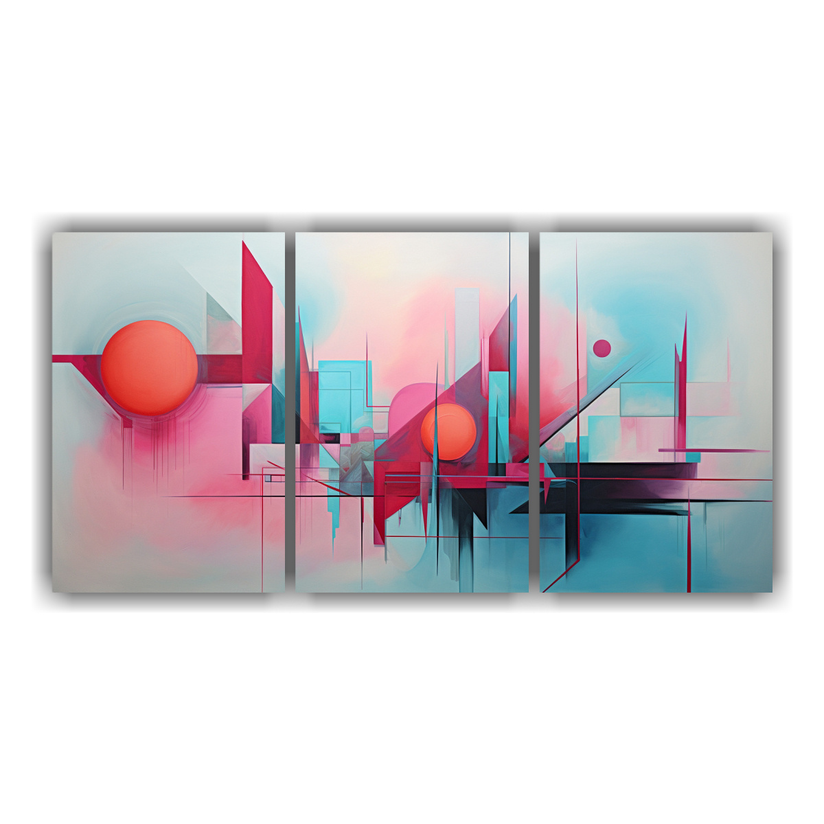 CONJUNTO DE CUADROS ABSTRACTOS EN COLORES 150X75 CM - 1