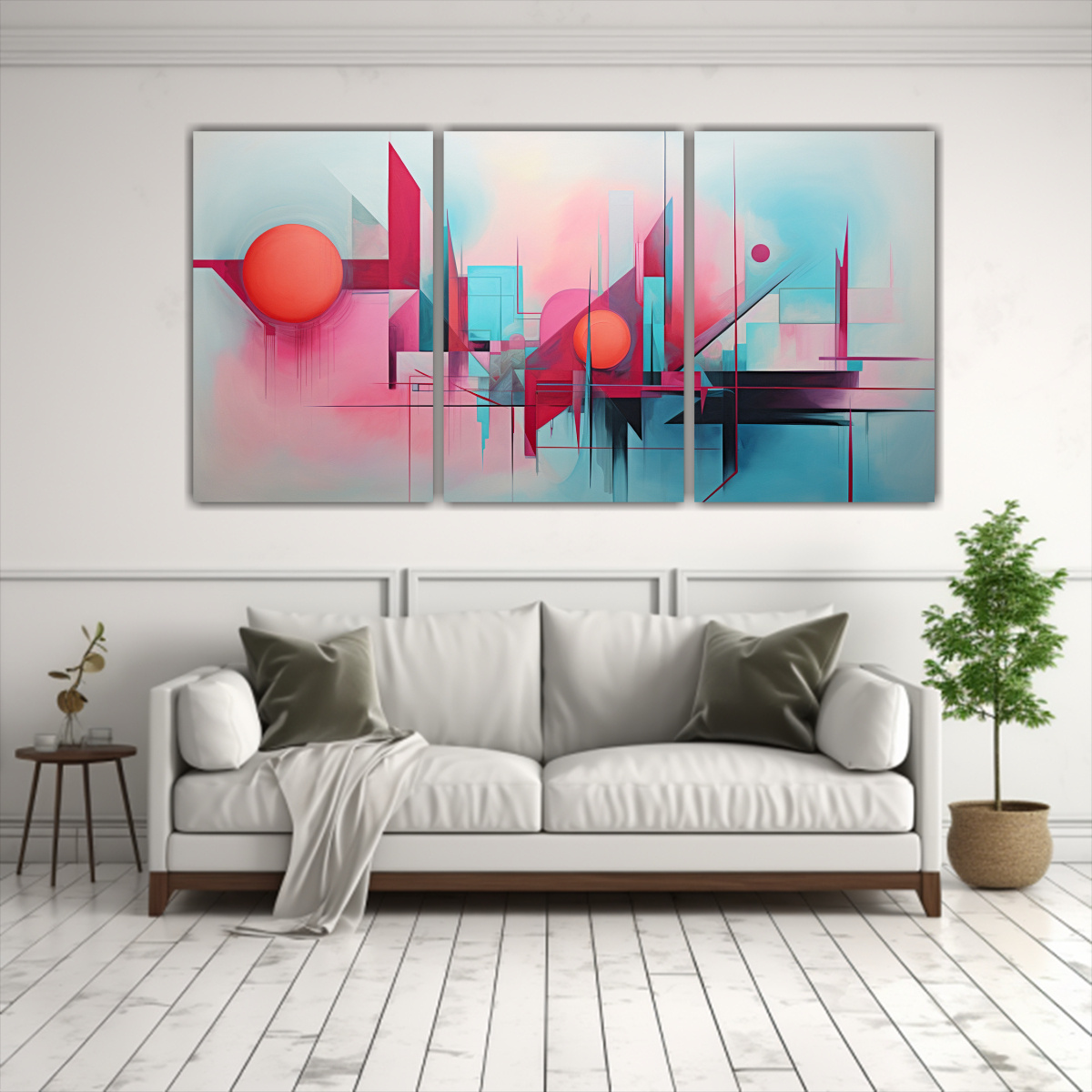 CONJUNTO DE CUADROS ABSTRACTOS EN COLORES 150X75 CM - 2