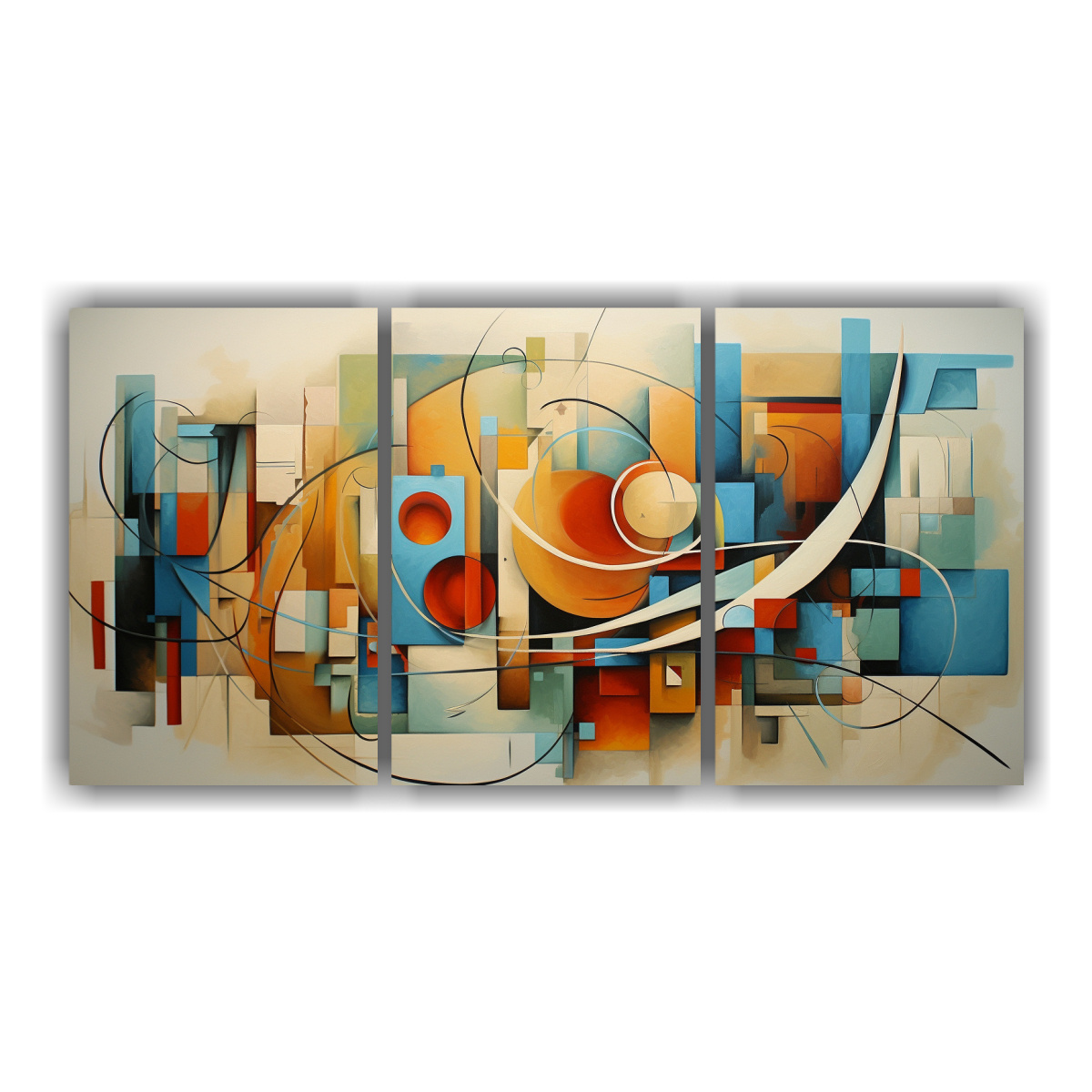 CONJUNTO 3 CUADROS ABSTRACTOS DE BELLEZA EN 90X45 CM - 1