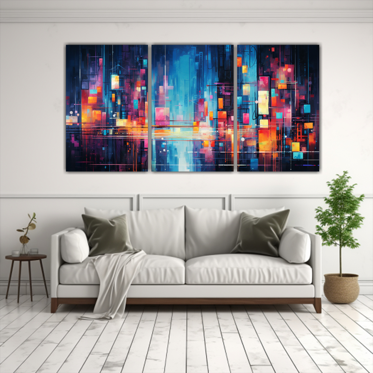 CUADRO URBANO DE NOCHE MODERNO INSPIRADOR ARTE 150X75 CM - 2