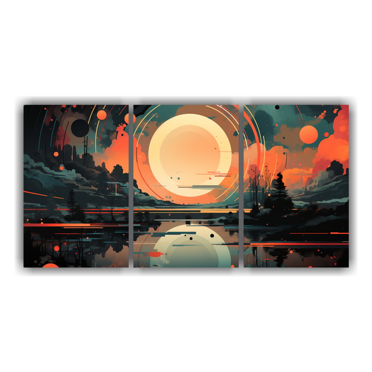MURAL ARTE CON CÍRCULO EN COLORES PLANOS 240X120 CM - 1