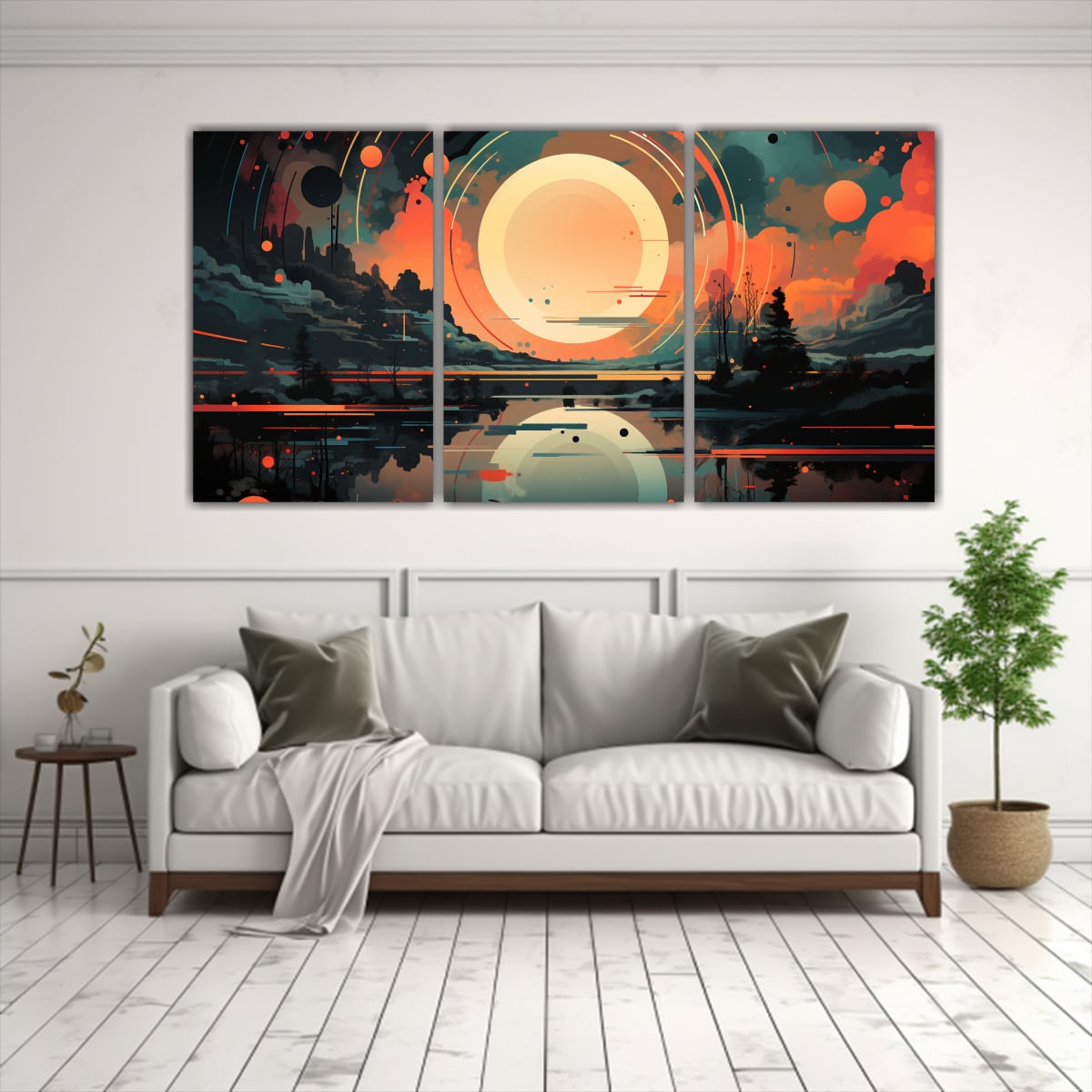 MURAL ARTE CON CÍRCULO EN COLORES PLANOS 240X120 CM - 2