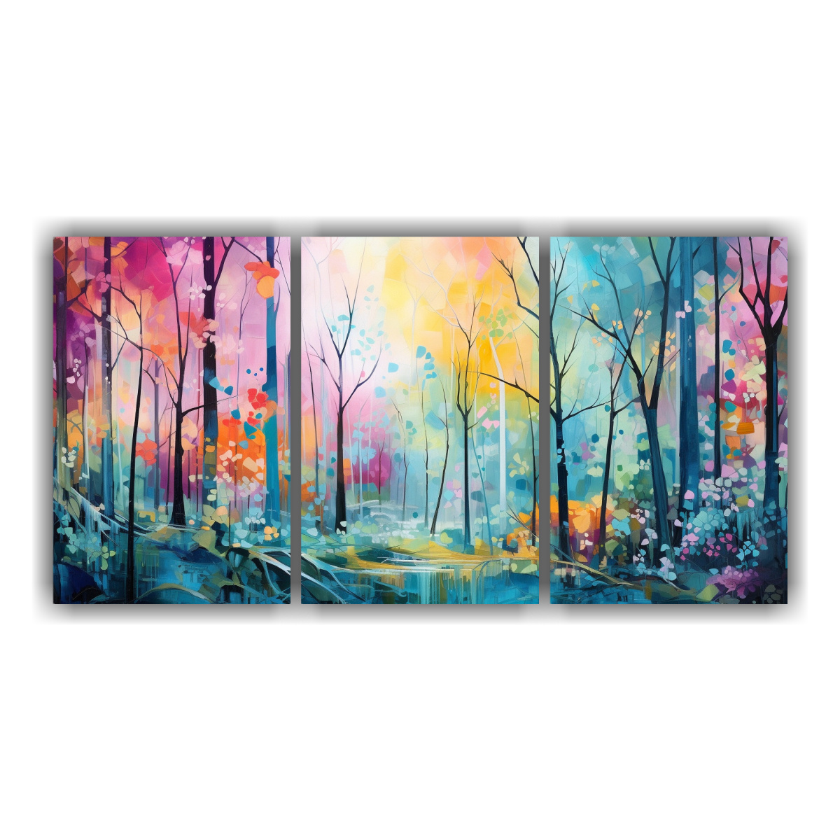 PAISAJE DINÁMICO DE BOSQUE EN LIENZOS DE TELA (3 180X90 CM - 1