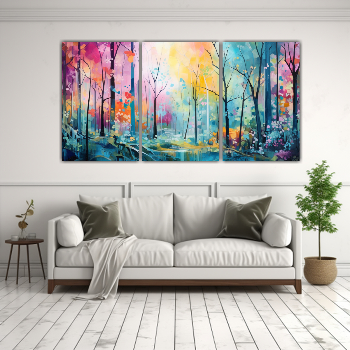 PAISAJE DINÁMICO DE BOSQUE EN LIENZOS DE TELA (3 180X90 CM - 2