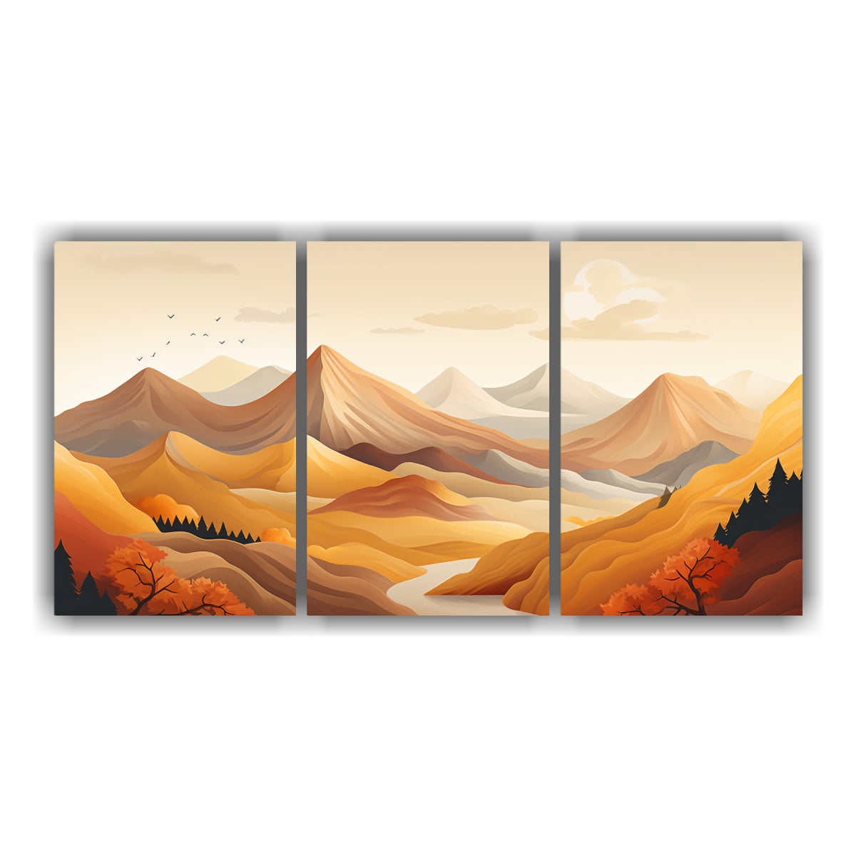CUADROS MONTAÑAS ESTILO DISEÑO GRÁFICO EN 150X75 CM - 1