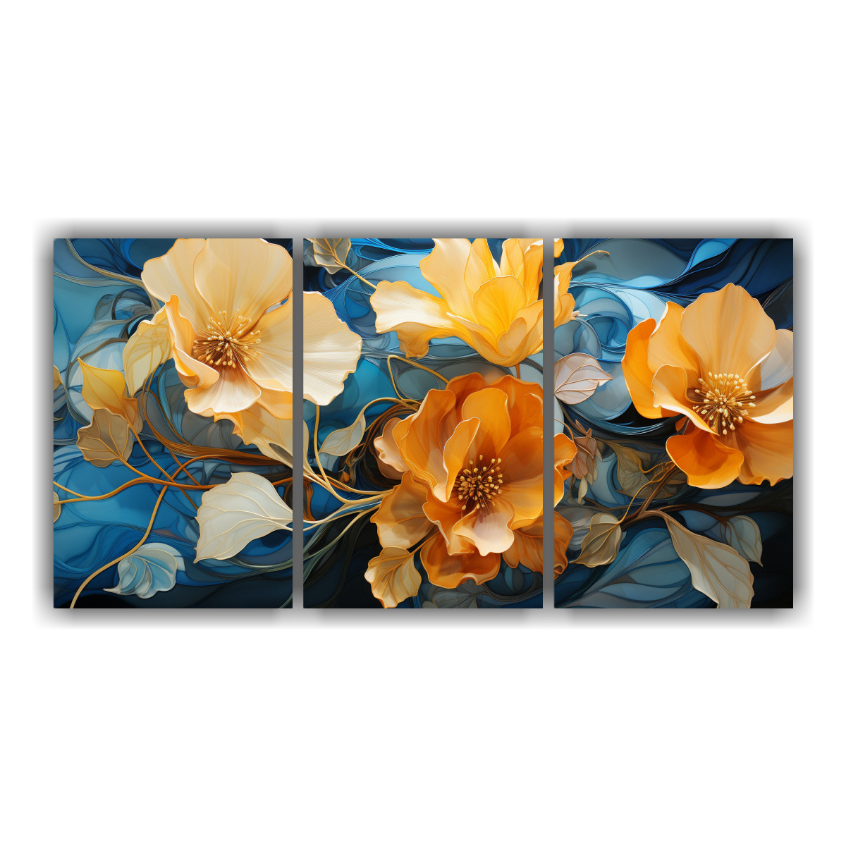 SET 3 CUADROS DE PARED MODERNOS ELEGANCIA FLORAL 180X90 CM - 1