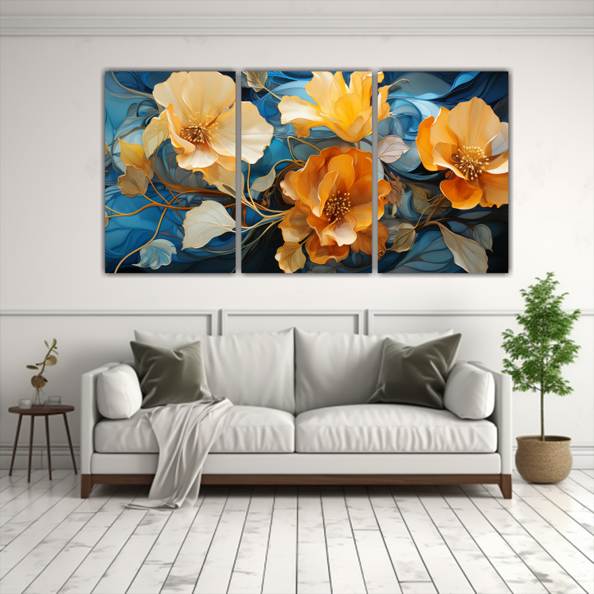 SET 3 CUADROS DE PARED MODERNOS ELEGANCIA FLORAL 180X90 CM - 2