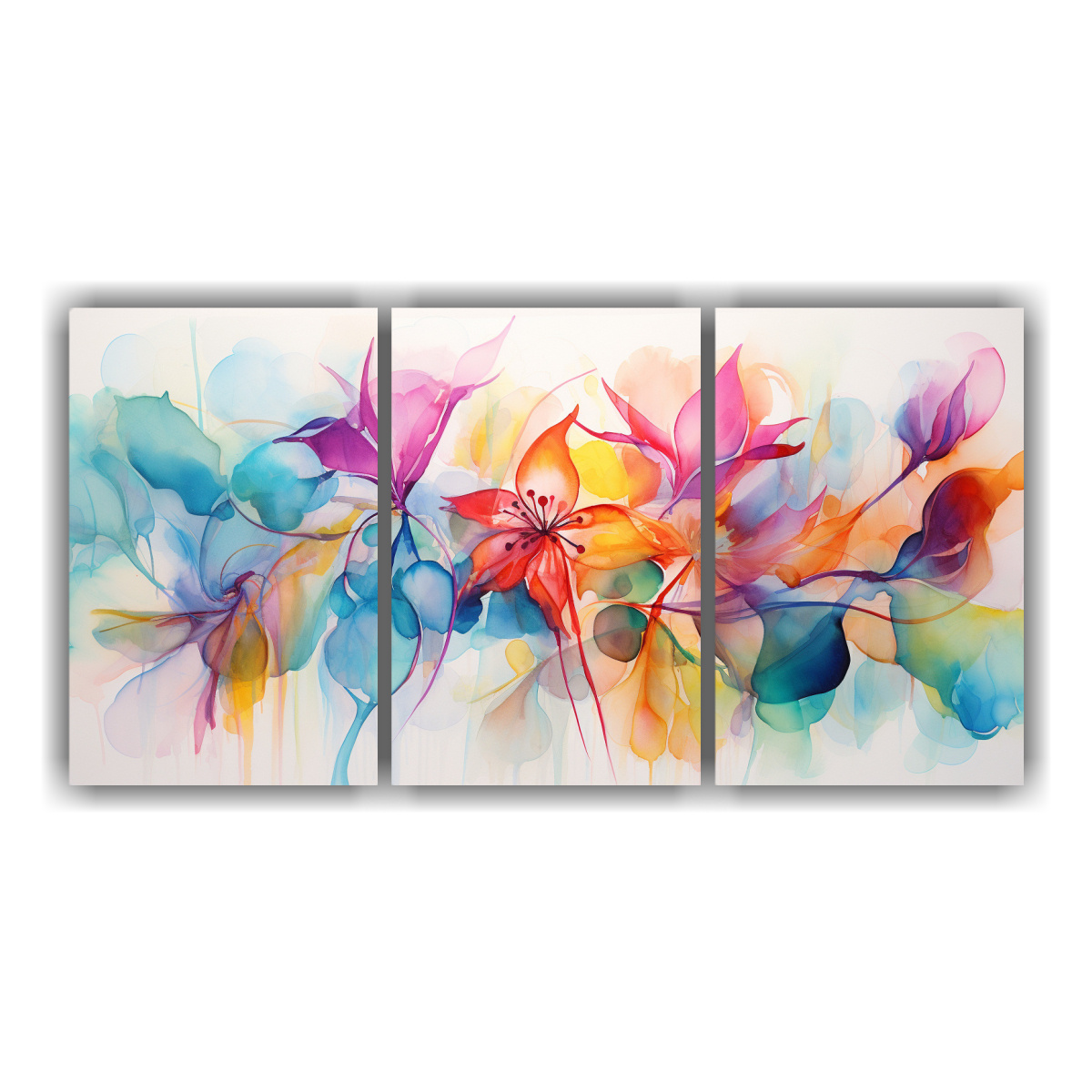 SET 3 LIENZOS DE TELA ABSTRACTO FLORAL 240X120 CM - 1