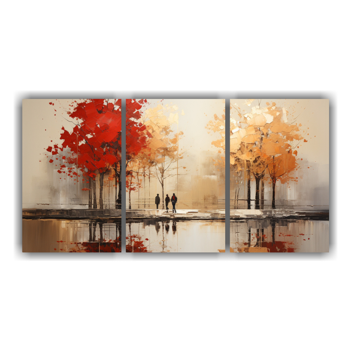 PINTURA ABSTRACTA DE ÁRBOLES EN PLATA Y ORO CON 150X75 CM - 1