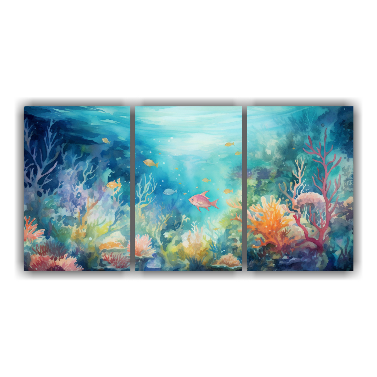 TRÍPTICO MODERNO OBRA MAESTRA ESCENA SUBMARINA 180X90 CM - 1