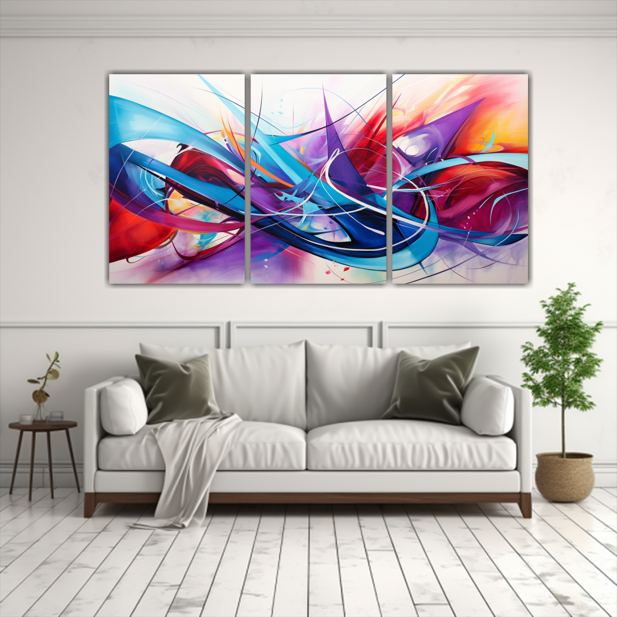 CONJUNTO 3 LIENZOS TEMA FIGURAS ABSTRACTAS 240X120 CM - 2