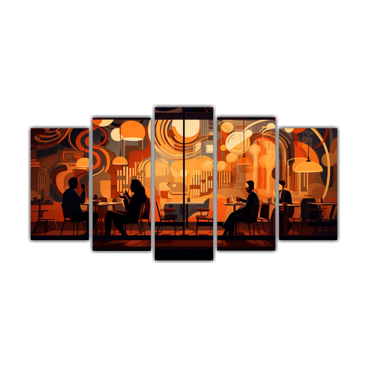 CAFÉ EN MOVIMIENTO: CUADROS DE TELA CON FORMAS 200X100 CM - 1