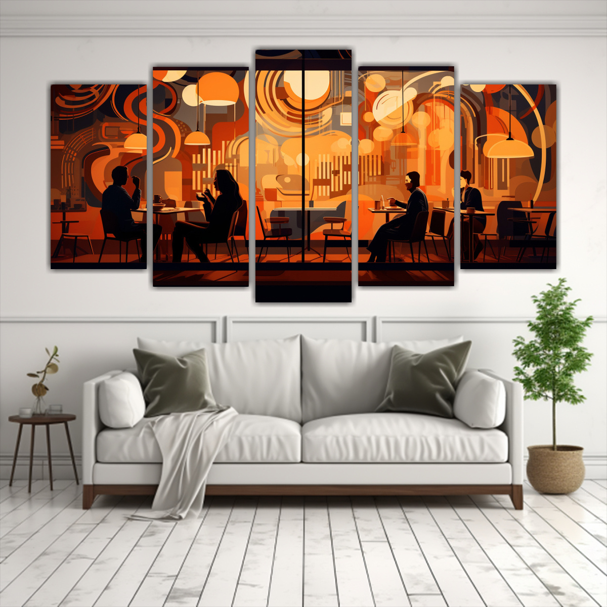 CAFÉ EN MOVIMIENTO: CUADROS DE TELA CON FORMAS 200X100 CM - 2