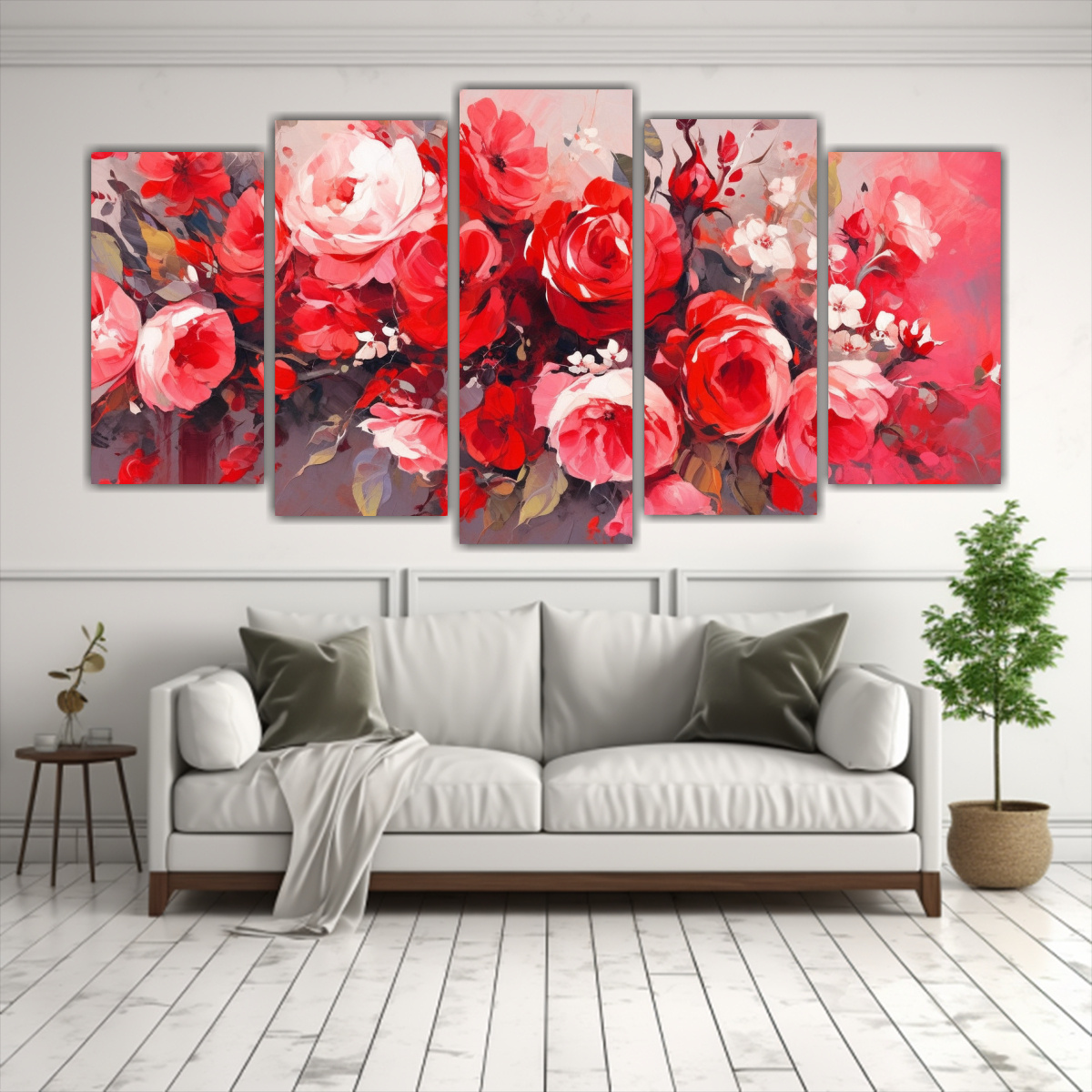 PINTURA FLORAL EN LIENZO ESTILO CONCEPTUAL ROJO Y 150X75 CM - 2