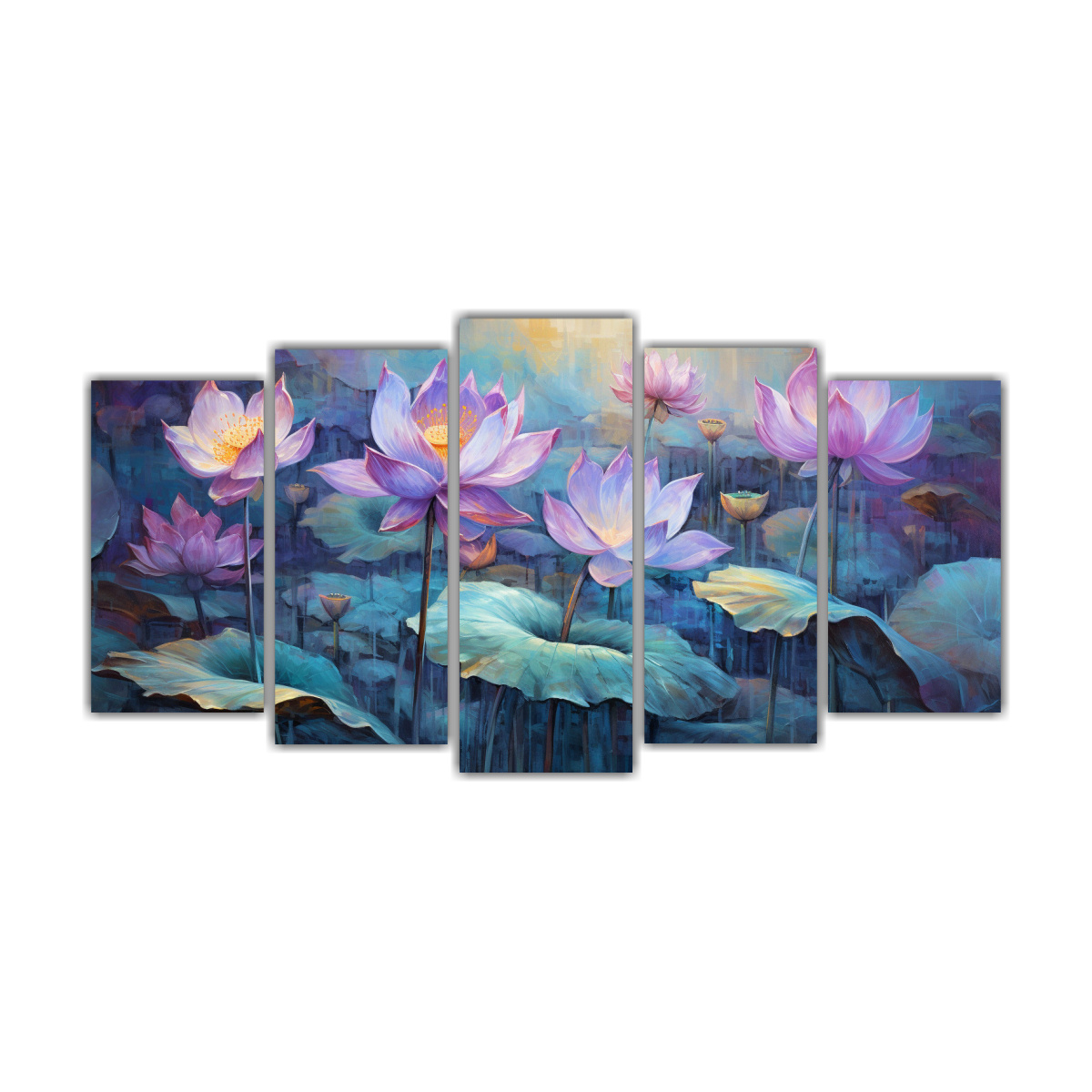 CUADROS ABSTRACTOS ESCENA DE FLORES DE LOTO EN 100X50 CM - 1